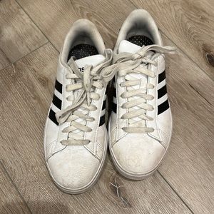 Adidas, US 6.5, used, white and black, tennis shoes
